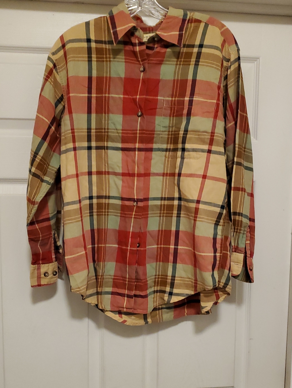 The Limited Men's Plaid Button-Down Shirt in Red, Tan, Green